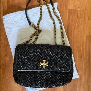 Tory Burch Small Kira Raffia Shoulder Bag